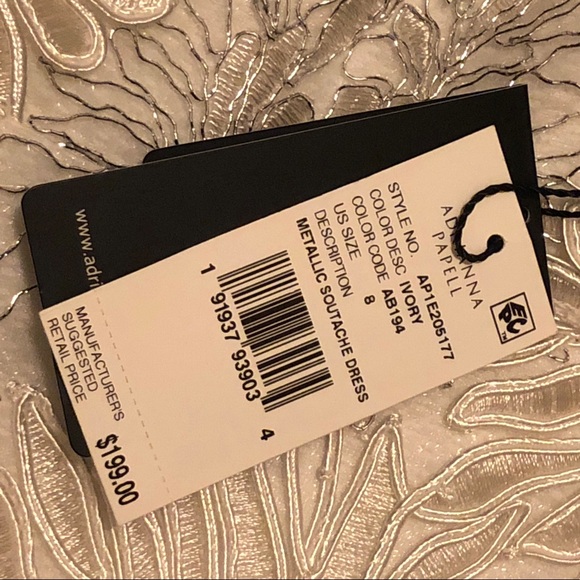 Adrianna Papell Metallic Soutache Dress Sz 6 & 8 - Picture 5 of 8